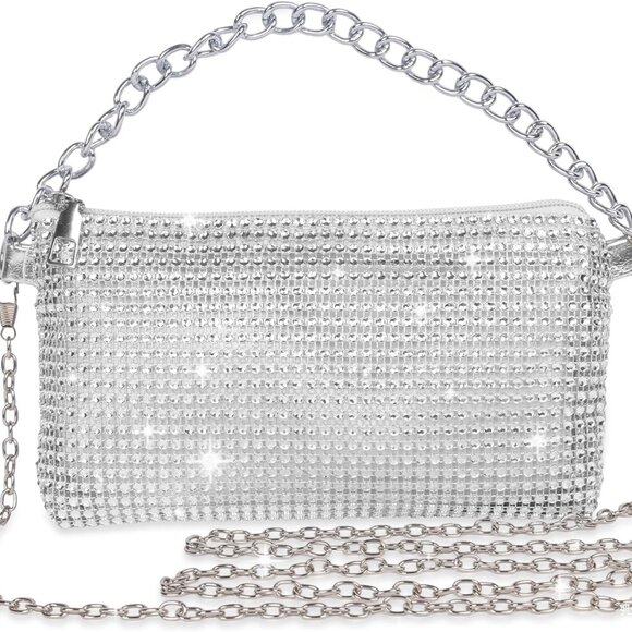Women Rhinestone Crossbody Bag Evening Clutch Sparkly Party Shoulder Bag - Picture 1 of 5